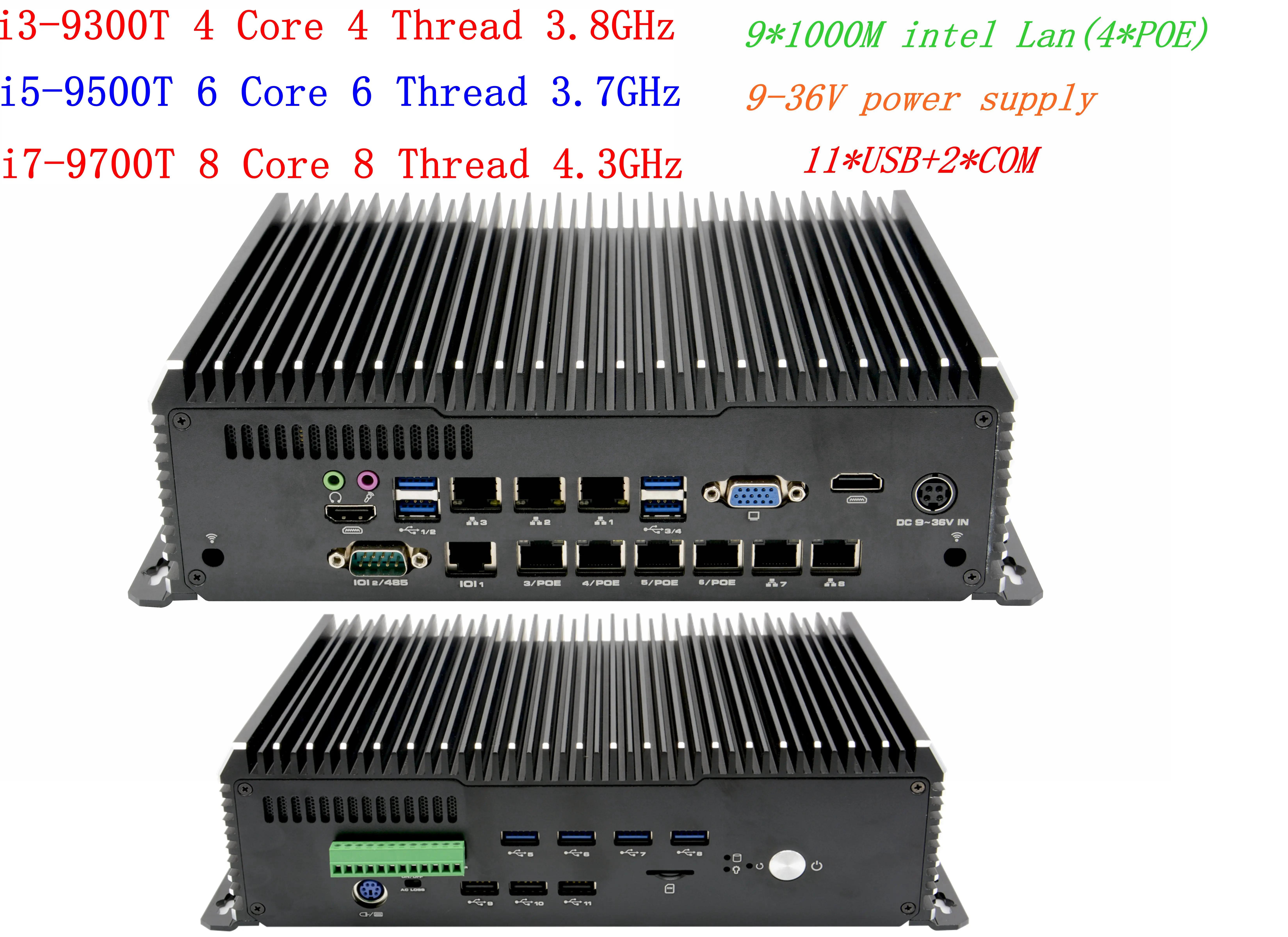 2023 9    PC i7 9700T 4.3GHZ i5-9500T 3.7G Ҹ ̴ PC, ߰ ǻ, 9 * LAN 4 * POE 11 * USB GPIO HDMI VGA